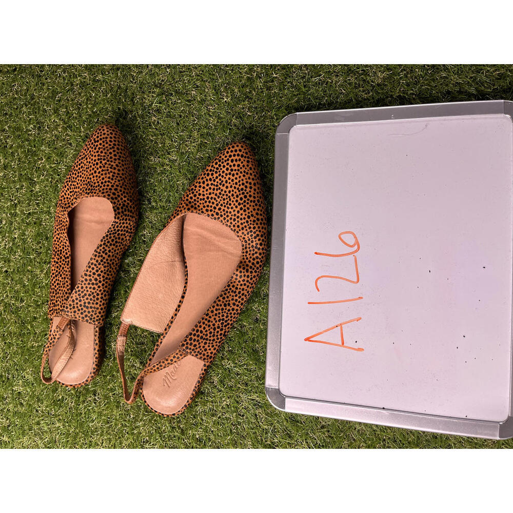 Madewell Women's Size 9 Pointed Toe Slingback Flats ponyhair Leopard Print
